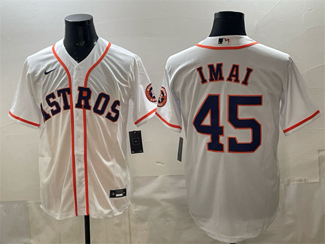 Men's Houston Astros #45 Tatsuya Imai White Cool Base Stitched Jersey